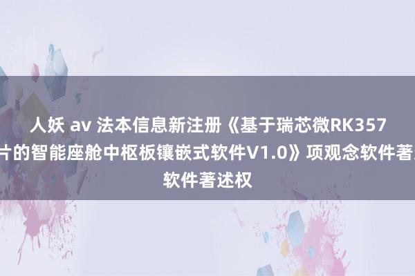 人妖 av 法本信息新注册《基于瑞芯微RK3576芯片的智能座舱中枢板镶嵌式软件V1.0》项观念软件著述权