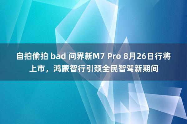 自拍偷拍 bad 问界新M7 Pro 8月26日行将上市，鸿蒙智行引颈全民智驾新期间