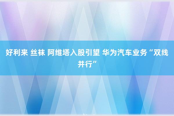 好利来 丝袜 阿维塔入股引望 华为汽车业务“双线并行”