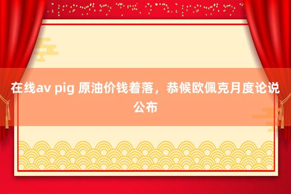 在线av pig 原油价钱着落，恭候欧佩克月度论说公布