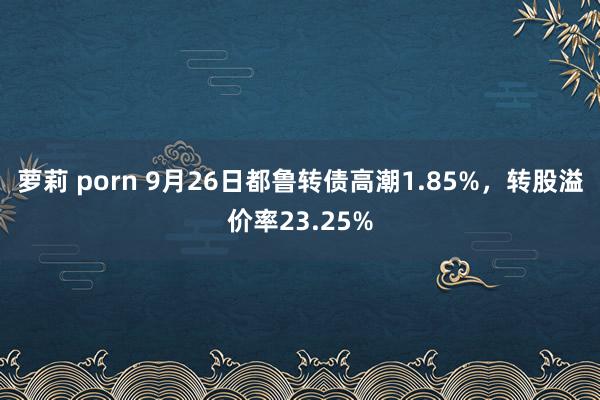 萝莉 porn 9月26日都鲁转债高潮1.85%，转股溢价率23.25%