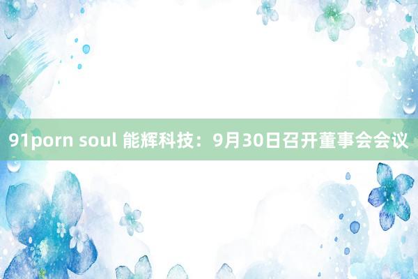 91porn soul 能辉科技：9月30日召开董事会会议