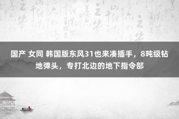 国产 女同 韩国版东风31也来凑插手，8吨级钻地弹头，专打北边的地下指令部