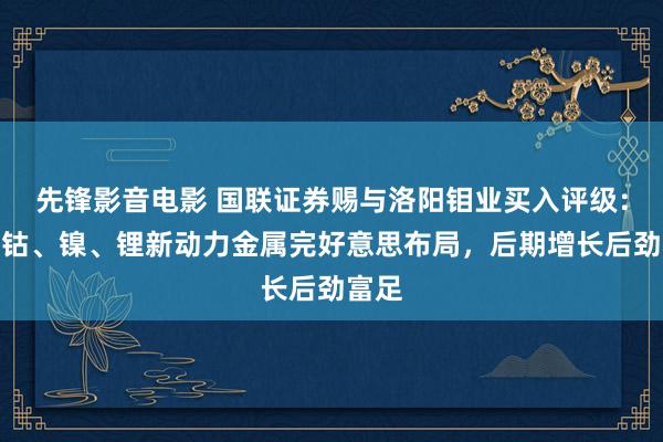 先锋影音电影 国联证券赐与洛阳钼业买入评级：铜、钴、镍、锂新动力金属完好意思布局，后期增长后劲富足