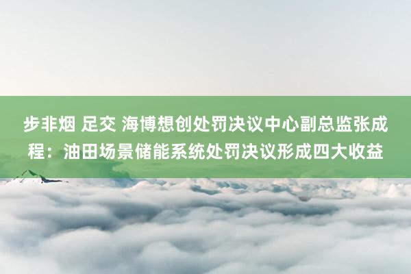 步非烟 足交 海博想创处罚决议中心副总监张成程：油田场景储能系统处罚决议形成四大收益