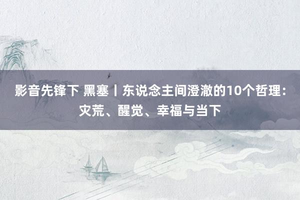 影音先锋下 黑塞丨东说念主间澄澈的10个哲理：灾荒、醒觉、幸福与当下