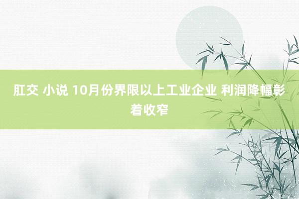 肛交 小说 10月份界限以上工业企业 利润降幅彰着收窄